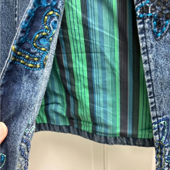 xSOLD Choices Petite Floral Embroidered Denim Jean Jacket, NWT, Petite Small - Picture 8 of 14